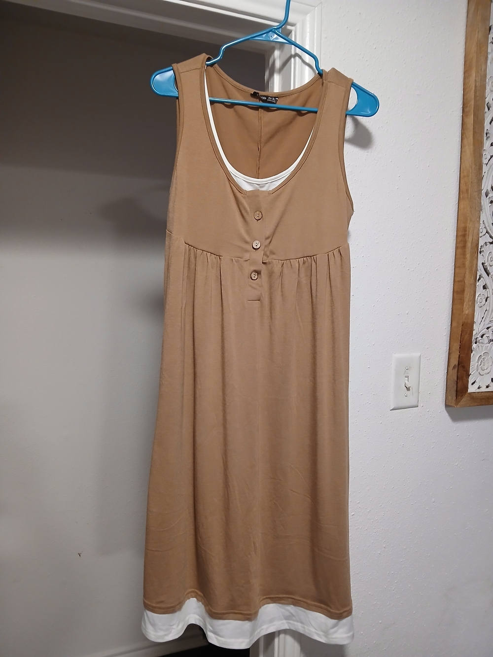 Noracora NWOT Sleeveless Tan Layered-Trim Dress